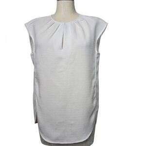 J. Crew Honeycomb White V Neck Sleeveless Shirt 0